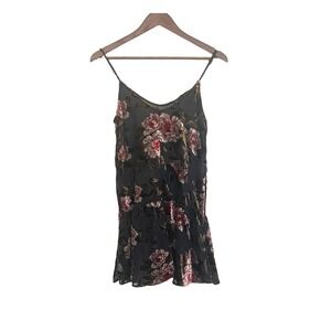American Eagle Floral Burnout Velvet Slip Dress Women's Small Sheer Mini